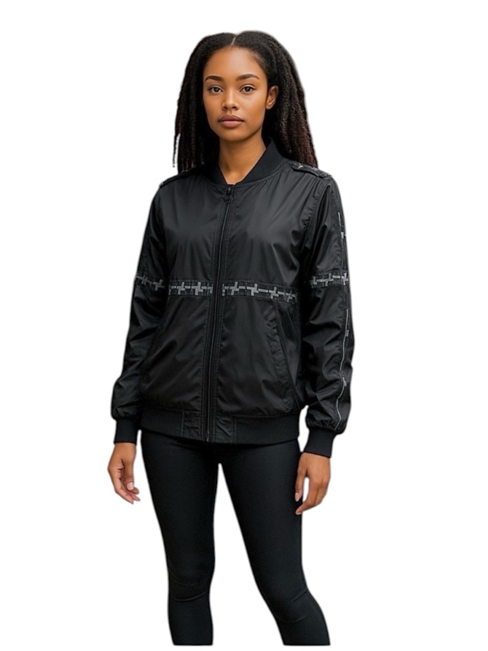 LF Zip Up Black and Grey Streetwear Windbreaker Jacket